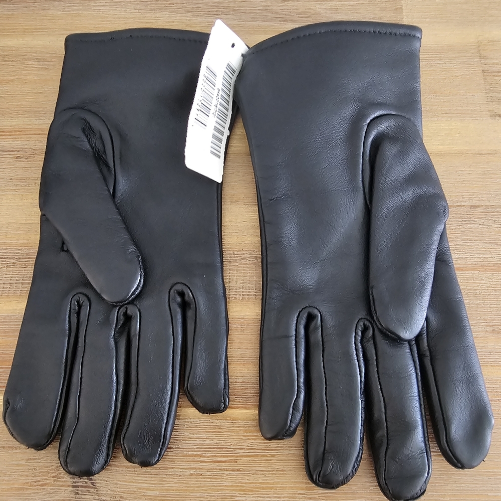 New SAMCO Unisex Black Leather Dress Gloves, Wool/Poly lining.